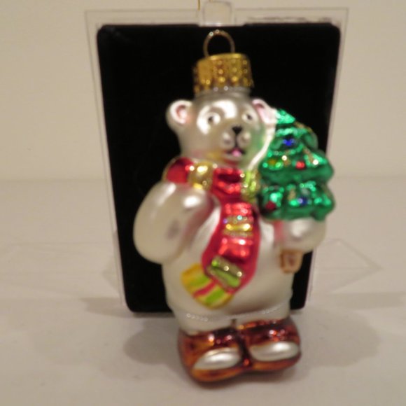 Christmas Glass Ornament Polar Bear Handcrafted by Unique Treasure Box Keepsake - Picture 2 of 6